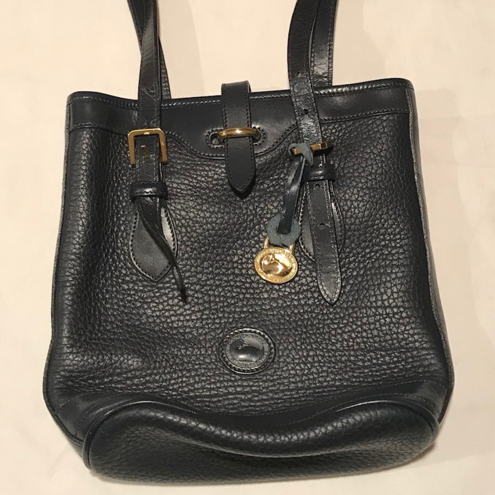 Dooney & Bourke navy blue leather bucket purse